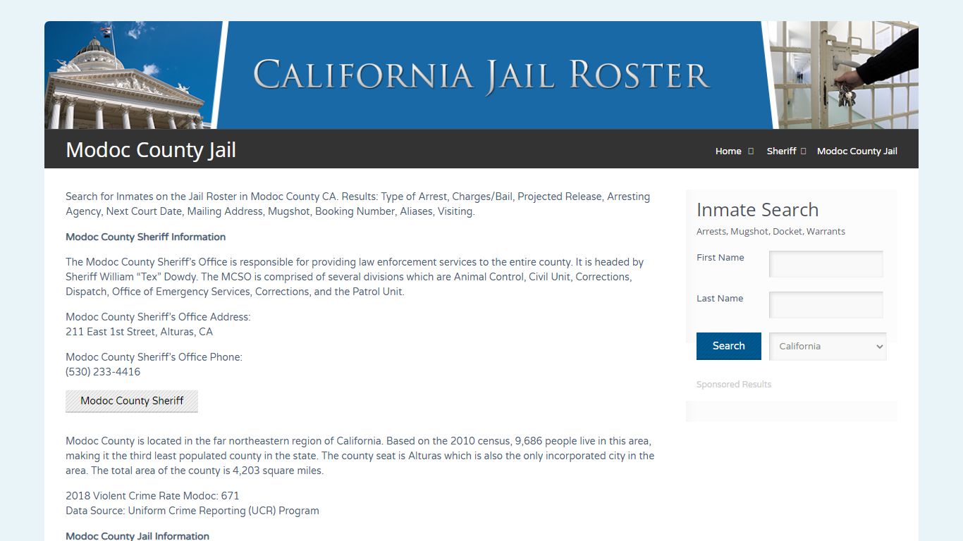 Modoc County Jail | Jail Roster Search